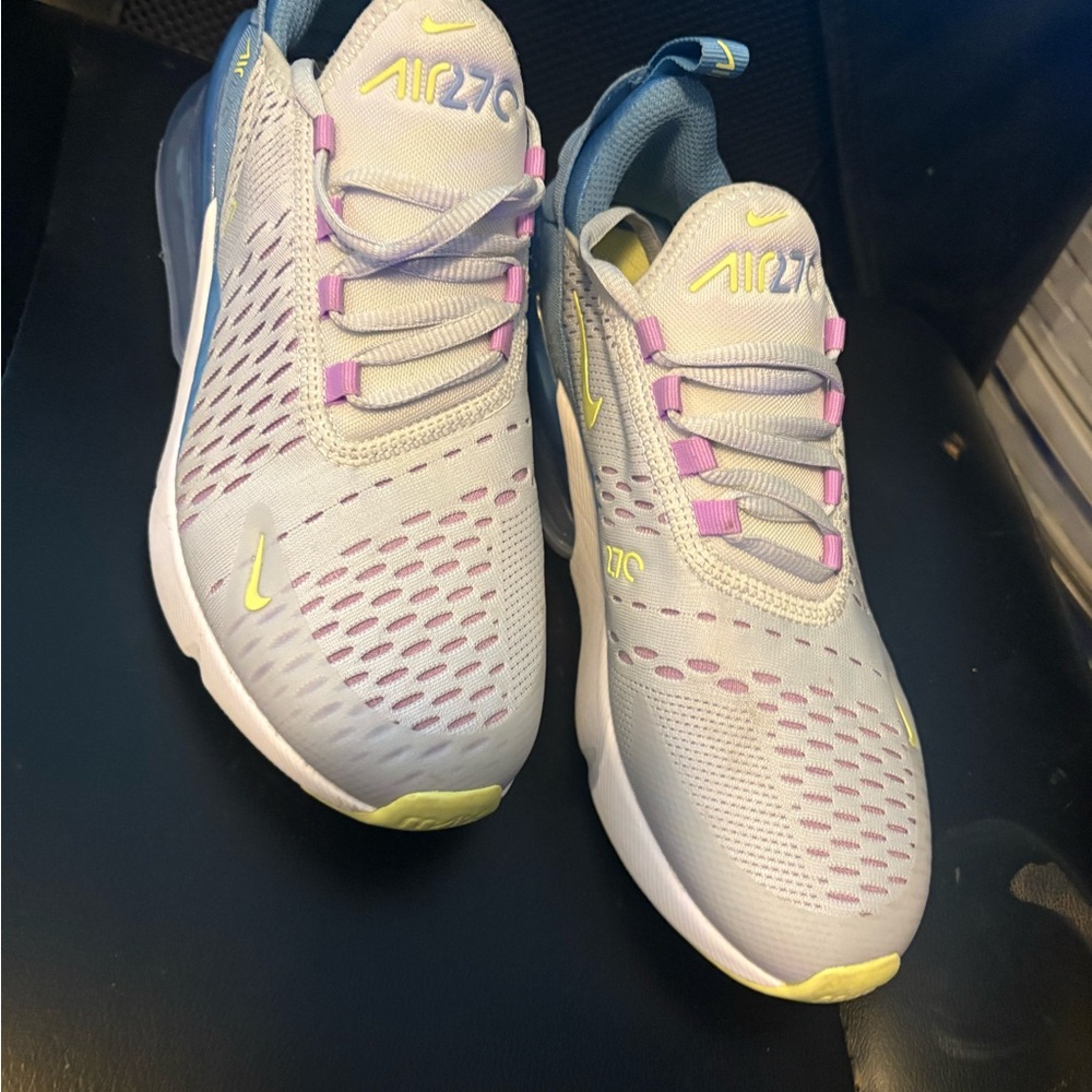 Nike Kids Sneakers - white & soft yellow, pastel pink & blue. 
7 in women